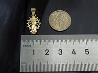 CZ Micro Pave Virgin Mary On Oval  Stand Shaped Pendant/Charm,24K Gold Cubic Zirconia Pendant Charm,11x18mm,sku#F1262