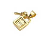 Micro Pave Black CZ Key On Lock Shape Charms, Micro Pave CZ Pendant/Charm, Lock Necklace Bracelet Charms, 8x12mm, Sku#Z1258