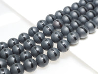 Natural Black Onyx Matte Round with one line Beads, 6mm/8mm/10mm/12mm/14mm  Round beads, Matte Round Black Onyx, 15.5inch strand, SKU#V15