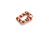 Colorful Enamel Pave Rectangle Shape Clasp, Carabiner Clasp, 15x19mm, sku#H249