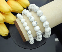 Matt White Howlite Stretchy Bracelet, Sku#EF38