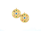 Colorful CZ Micro Pave Evil Eye On Round Coin Shape Pendant,18K Gold Filled Medallion Charm, Necklace Bracelet Charm,20x23mm,Sku#Y489