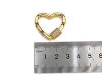 Gold Micro Pave Heart with Colorful CZ Cross Patten Clasp, Heart Lock, CZ Pave Gold Plated Clasp, 28x30mm,mm, sku#H267