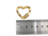 Gold Micro Pave Heart with Colorful CZ Cross Patten Clasp, Heart Lock, CZ Pave Gold Plated Clasp, 28x30mm,mm, sku#H267