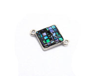 100% Natural Abalone Shell  Connector Diamond Shape with Gold/Silver Plated Edging, Abalone Shell Charm 14x18mm,SKU#Z288