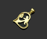 CZ Micro Pave Mama and Baby On Heart Frame Shape Pendant, 18K Gold Filled Mom Charm, Mother's Day Necklace Pendant,16x20mm,Sku#LD132
