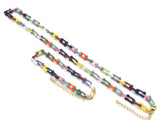Rainbow Enamel U Chain Necklace Bracelet, Colorful Chain Link Necklace, Retro Colorful Chain Necklace Bracelet, sku#M399