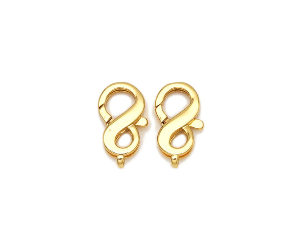 High Quality Infinity Lobster Claw Clasp, 18K Gold Filled Simple Lobster Claw Clasp, Wholesale Lobster Claw Clasp,11x20mm, Sku#LK441