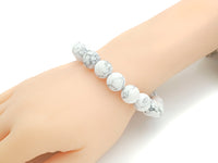 Matt White Howlite Stretchy Bracelet, Sku#EF38