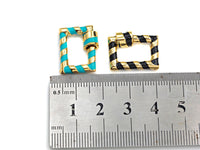 Colorful Enamel Pave Rectangle Shape Clasp, Carabiner Clasp, 15x19mm, sku#H249