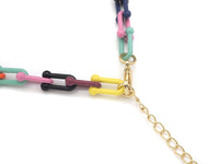 Rainbow Enamel U Chain Necklace Bracelet, Colorful Chain Link Necklace, Retro Colorful Chain Necklace Bracelet, sku#M399