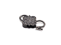 CZ Micro Pave Clover InterLock Clasp, Buckle Interlock, Interlocking Clasp Fastener, 16x26mm, sku#H286