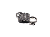 CZ Micro Pave Clover InterLock Clasp, Buckle Interlock, Interlocking Clasp Fastener, 16x26mm, sku#H286