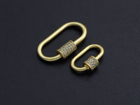 Matte Gold Clear CZ Micro pave Oval Shape Clasp, CZ Pave Clasp, 24K Gold Carabiner Clasp,10x19mm/14x28mm, sku#H204