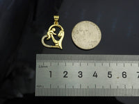 CZ Micro Pave Mama and Baby On Heart Frame Shape Pendant, 18K Gold Filled Mom Charm, Mother's Day Necklace Pendant,16x20mm,Sku#LD132