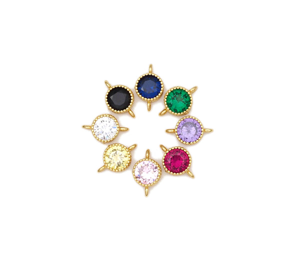 Colorful CZ Micro Pave Round Shape Connector,18K Gold Filled Links, Necklace Bracelet Charm,7x12mm,Sku#LK480