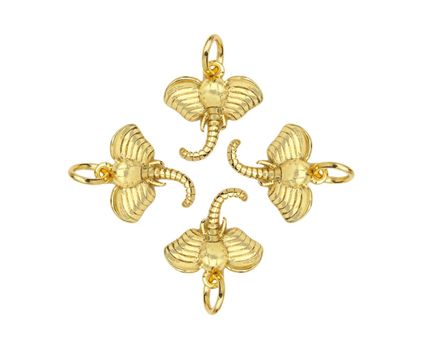18K Dainty Gold Elephant Head Shape Pendant/Charm,Cute Elephant Charm, Necklace Bracelet Charm Pendant,13x12mm, Sku#Y402