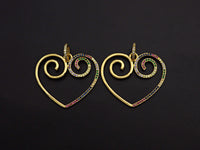 Colorful CZ Curved Heart Pendant,Sku#F1121C