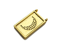 CZ Micro Pave Cresent Heart Star Cross On Rectangle Charms, Dainty Gold Charms Pendant, Rectangle Necklace Pendant, 12x21mm, Sku#F1346