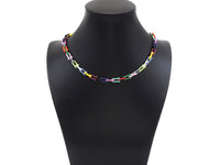 Rainbow Enamel U Chain Necklace Bracelet, Colorful Chain Link Necklace, Retro Colorful Chain Necklace Bracelet, sku#M399