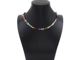 Rainbow Enamel U Chain Necklace Bracelet, Colorful Chain Link Necklace, Retro Colorful Chain Necklace Bracelet, sku#M399