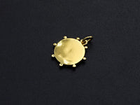 Medallion Dancing Lady Pendant, Embossment Disc Pendant, Cubic Zirconia Pendant, Gold Tone, 13mm, Sku#Z802