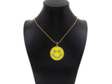Large Pave Enamel Yellow Smiley Face 38mm Pendant, Cubic Zirconia Pave Pendant, Happy face charm, Yellow Smiley Face, Sku#ML40