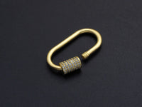 Matte Gold Clear CZ Micro pave Oval Shape Clasp, CZ Pave Clasp, 24K Gold Carabiner Clasp,10x19mm/14x28mm, sku#H204