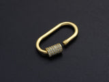 Matte Gold Clear CZ Micro pave Oval Shape Clasp, CZ Pave Clasp, 24K Gold Carabiner Clasp,10x19mm/14x28mm, sku#H204