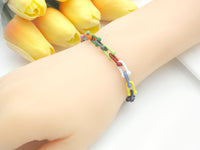 Rainbow Enamel U Chain Necklace Bracelet, Colorful Chain Link Necklace, Retro Colorful Chain Necklace Bracelet, sku#M399