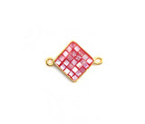 100% Natural Shell Hot Pink Diamond Shape Connector with Gold/Sliver Plated edging, Fuchsia Pink Shell, 14x18mm,SKU#Z289