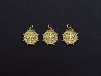 Medallion Dancing Lady Pendant, Embossment Disc Pendant, Cubic Zirconia Pendant, Gold Tone, 13mm, Sku#Z802