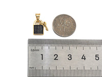 Micro Pave Black CZ Key On Lock Shape Charms, Micro Pave CZ Pendant/Charm, Lock Necklace Bracelet Charms, 8x12mm, Sku#Z1258