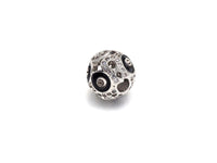 CZ Pave Black Eye Cage beads, Cubic Zirconia Eye Spacer Beads, Gold/Rose Gold/Silver Spacer Beads, Men's Jewelry Findings, 10x11mm, sku#Z925