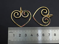 Colorful CZ Curved Heart Pendant,Sku#F1121C