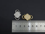 CZ Micro Pave Clover InterLock Clasp, Buckle Interlock, Interlocking Clasp Fastener, 16x26mm, sku#H286
