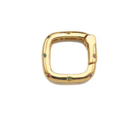 CZ Micro Pave Square Shape Carabiner Clasp with Easy Open Spring, Square Spring Snap Clasp, 18mm, sku#H304