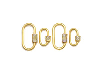 Matte Gold Clear CZ Micro pave Oval Shape Clasp, CZ Pave Clasp, 24K Gold Carabiner Clasp,10x19mm/14x28mm, sku#H204