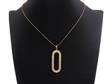 LARGE CZ Micro Pave Oval Clip Shape Pendant, Cubic Zirconia Frame Pendant, Silver/Gold Tone, 20x52mm, Sku#FH83
