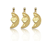Love Heart On Cresent Moon Shape Pendant,18K Gold Charm, Necklace Bracelet Charm Pendant,16x30mm,Sku#FH164