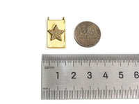 CZ Micro Pave Cresent Heart Star Cross On Rectangle Charms, Dainty Gold Charms Pendant, Rectangle Necklace Pendant, 12x21mm, Sku#F1346