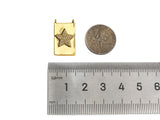 CZ Micro Pave Cresent Heart Star Cross On Rectangle Charms, Dainty Gold Charms Pendant, Rectangle Necklace Pendant, 12x21mm, Sku#F1346