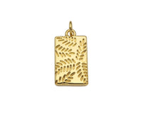 18K Dainty Gold Leaf On Rectangle Shape Pendant/Charm,Gold Medallion Charm, Necklace Bracelet Charm Pendant,11x20mm, Sku#Y403 Bestbeads&Beyond