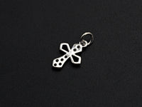 CZ Micro Pave Cross Flower Charm, Cubic Zirconia Pave Pendant, Fashion Jewelry Findings, 10x15mm, sku#Z832