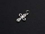 CZ Micro Pave Cross Flower Charm, Cubic Zirconia Pave Pendant, Fashion Jewelry Findings, 10x15mm, sku#Z832