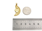 Love Heart On Cresent Moon Shape Pendant,18K Gold Charm, Necklace Bracelet Charm Pendant,16x30mm,Sku#FH164