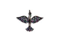 Colorful Cz Micro Pave Bird Pendant, CZ Pave Pendant, Gold/Rose Gold/Silver/Gunmetal plated, 29x21mm, Sku#F805