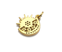 CZ Micro Pave Daint Sun Star On Cresent Moon Charms, Dainty Charms, Gold Pendant, Star Moon Necklace Charms, 14x15mm, Sku#Z1259