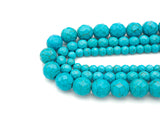 Faceted Dyed Blue Turquoise Beads, 6mm/8mm/10mm/12mm Faceted Turquoise Dyed Howlite Beads,  15.5" Full Strand, sku#UA179