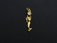 Clear CZ Micro Pave Mermaid Shaped Pendant/Charm, Mermaid Cubic Zirconia Pendant Charm, 6x23mm,sku#Z803